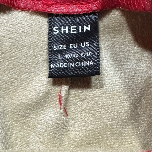 Red Large Slight stretch vegan leather pencil skirt Sexy Sissy CD TS TV Drag - Picture 3 of 4